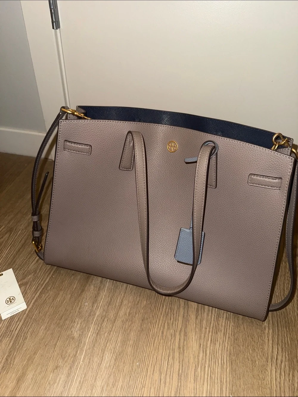 Tory Burch Walker Satchel Taupe Double-Handle Tote Bag